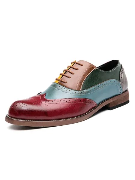 Milanoo Men's Wingtip Oxfords Lace Up Dress Shoes Multi-color