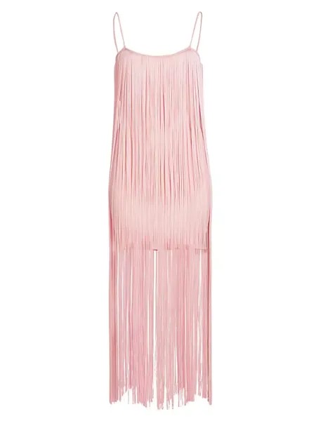 Удлиненное мини-платье с бахромой Alexander Wang, цвет cradle pink