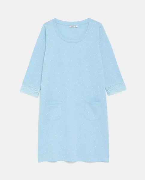 Женская ночная рубашка из чистого хлопка с рисунком Nymos, голубой