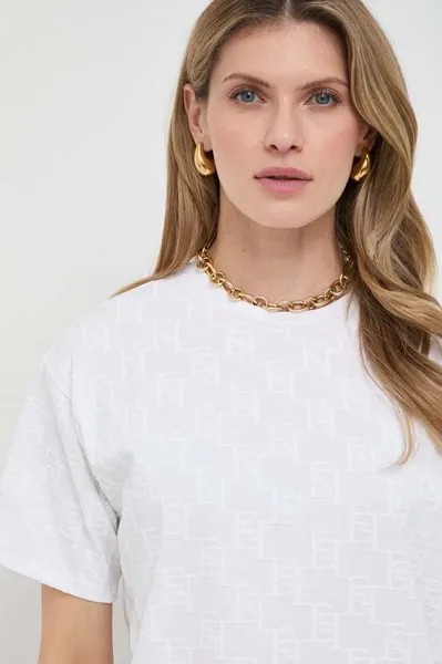 Хлопковая футболка Elisabetta Franchi, белый