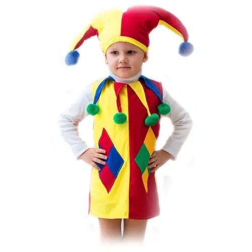 Карнавальный костюм «Арлекин», шапка, безрукавка, 5-7 лет, рост 122-134 см