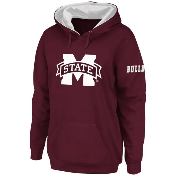 Женский пуловер с капюшоном и большим логотипом Stadium Athletic Maroon Mississippi State Bulldogs