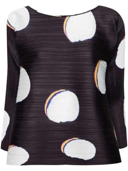 Pleats Please Issey Miyake блузка с принтом Bean Dots, синий