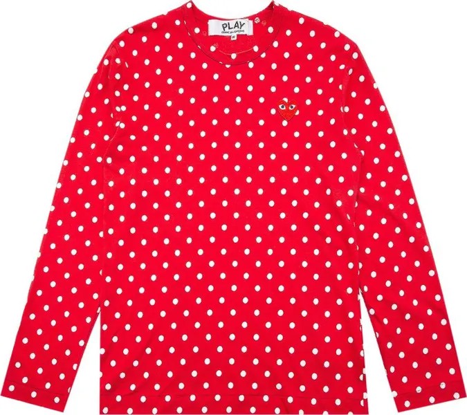 Футболка Comme des Garçons PLAY Polka Dot Long-Sleeve T-Shirt 'Red', красный