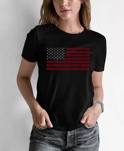 Женская футболка word art с флагом сша LA Pop Art, черный