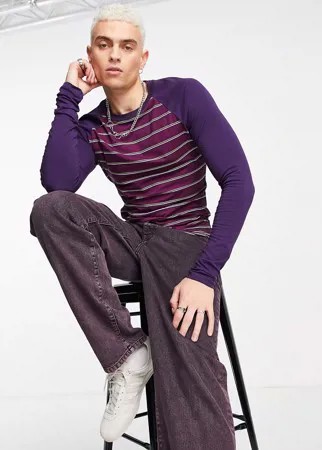 Фиолетовый лонгслив в тонкую полоску ASOS DESIGN-Фиолетовый цвет