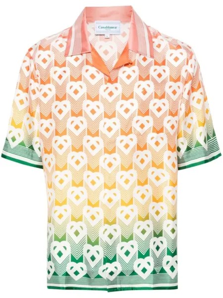 Casablanca шелковая рубашка с градиентным узором Heart Monogram, розовый
