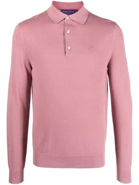 Ralph Lauren Purple Label рубашка поло с длинными рукавами и вышитым логотипом, розовый