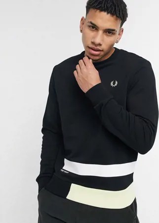 Черный свитшот с принтом и вставками Fred Perry-Черный цвет