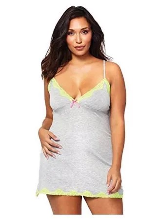 Leg Avenue Сорочка из вискозы Plussize Flirty jersey nightie, серый, 3X-4X