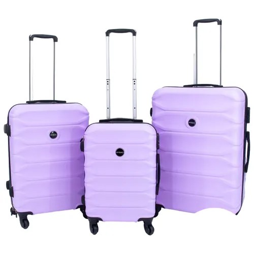 Комплект чемоданов , 3 шт., 91 л, размер S/M/L, фиолетовый, белый