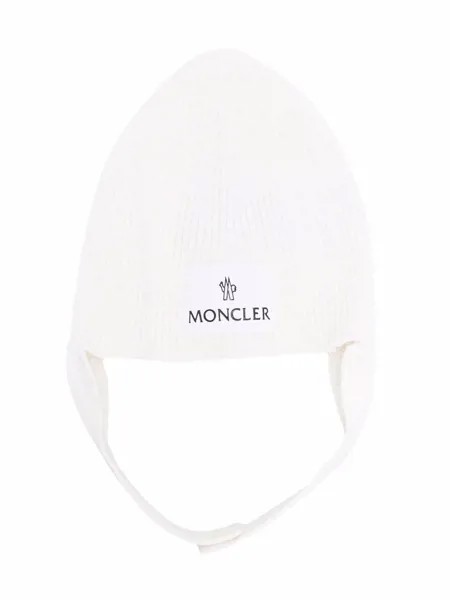 Moncler Enfant шапка в рубчик с логотипом
