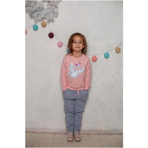 Школьный фартук Diva Kids, размер 104, серый, розовый