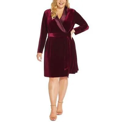 Женское красное бархатное коктейльное и вечернее платье Adrianna Papell Plus 22W BHFO 7313