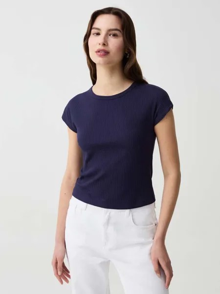 Футболка Essential в рубчик с рукавами-кимоно Ovs, цвет navy blue
