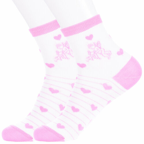 Носки LorenzLine 2 пары, размер 20-22, розовый, белый