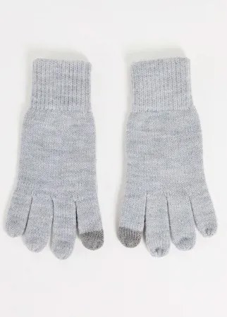 Светло-серые вязаные перчатки из переработанного материала Topman-Серый