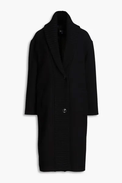 Пальто из смесовой шерсти ребристой вязки из войлока Boutique Moschino, черный