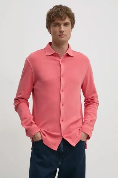 Хлопковая рубашка United Colors of Benetton, розовый