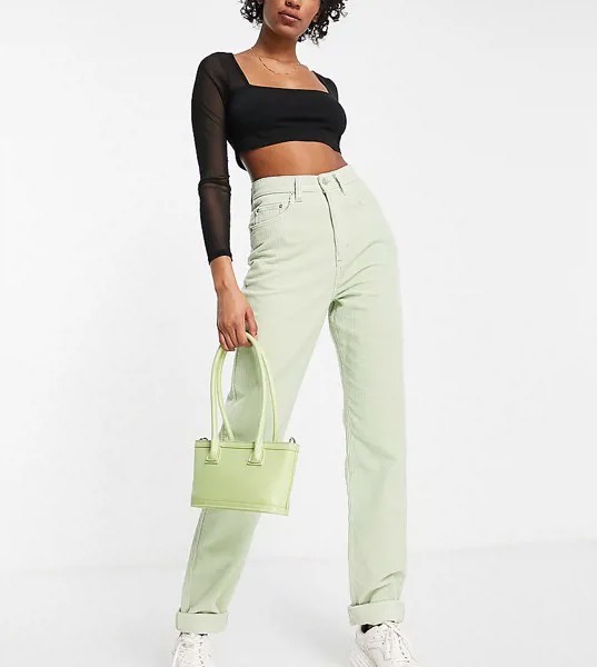 Свободные вельветовые джинсы яблочно-зеленого цвета с завышенной талией в винтажном стиле ASOS DESIGN Tall-Зеленый цвет