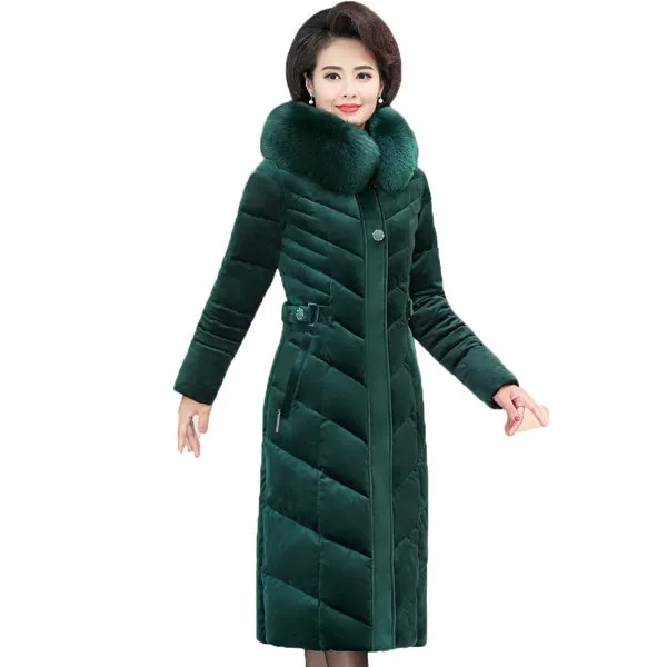 Новинка, Женское зимнее пальто, золотой бархатный пуховик, хлопковая куртка, парки, длинные пальто, теплая утепленная женская куртка с капюшоном, верхняя одежда 5XL 2022New W