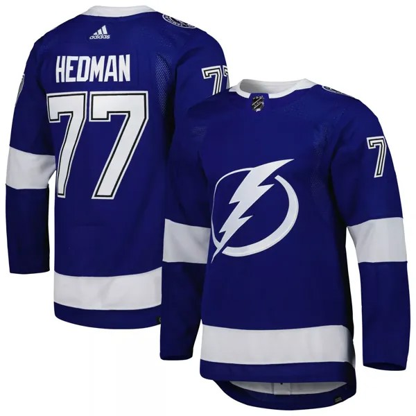 Мужская синяя футболка Victor Hedman Tampa Bay Lightning Home Primegreen Authentic Pro Player adidas