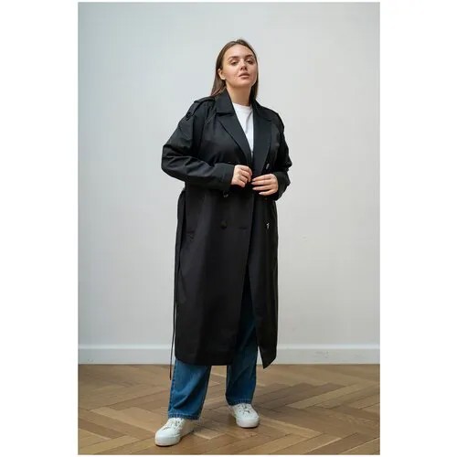 Тренчкот Modress, демисезонный, размер 54, черный