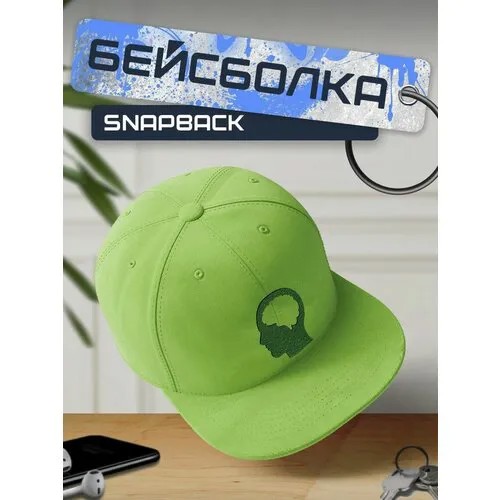 Бейсболка, кепка зеленая с зеленым принтом человек - 249