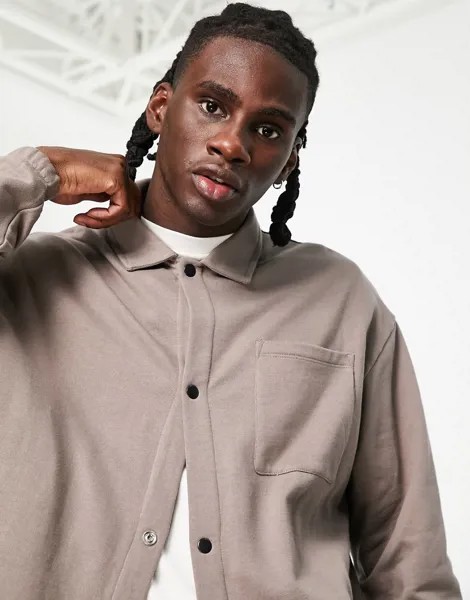 Трикотажная oversized-куртка Харрингтон бежевого цвета от комплекта ASOS DESIGN-Светло-бежевый цвет