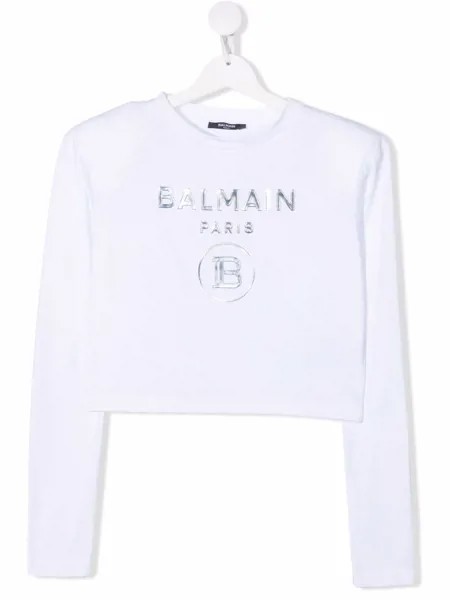 Balmain Kids футболка с длинными рукавами и логотипом
