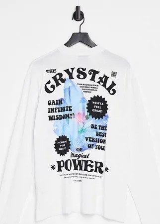 Лонгслив в стиле унисекс с принтом «Crystal Power» COLLUSION Unisex-Белый