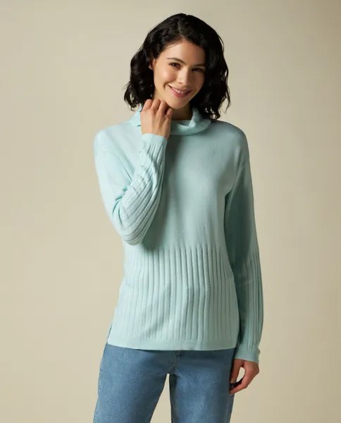 Женский пуловер из трикотажа в рубчик Iwie, светло-синий