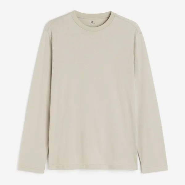 Лонгслив H&M Regular Fit Jersey, бежевый