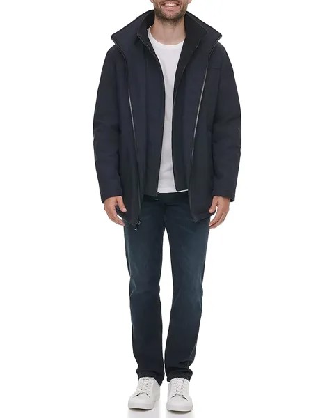 Куртка Calvin Klein Hooded Rip Stop Water and Wind Resistant with Fleece Bib, темно-синий