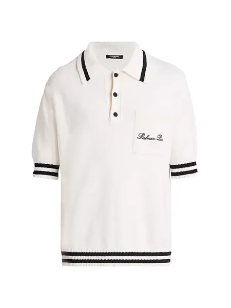 Рубашка поло с фирменным логотипом Balmain, черный