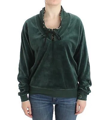 JUST CAVALLI Свитер, нижнее белье, зеленый бархатный пуловер, топ IT42/US8 Рекомендуемая розничная цена 320 долларов США