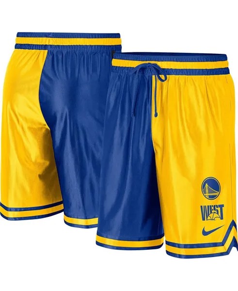 Мужские спортивные шорты Royal Golden State Warriors цвета золотого цвета Courtside Versus Force Split DNA Nike