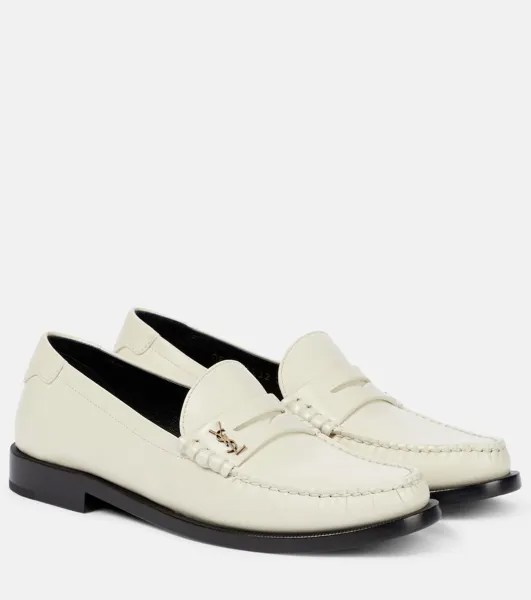 Кожаные лоферы Le Loafer Saint Laurent, белый