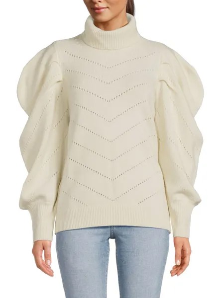 Свитер с воротником из смесовой шерсти Nonisa Loveshackfancy, цвет Cream