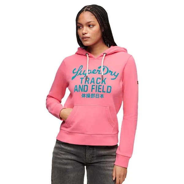 Худи Superdry Varsity Flocked Graphic, розовый