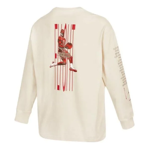 Футболка Men's Air Jordan SS22 Logo Printing Round Neck Long Sleeves Autumn Creamy White T-Shirt, белый