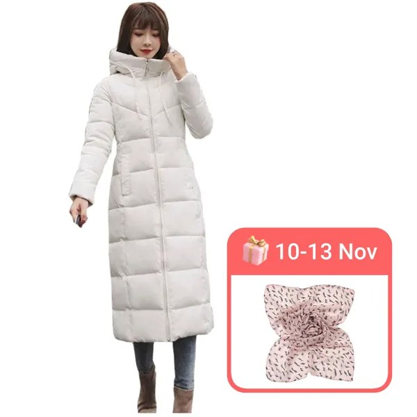Женщины Длинные Тонкие Теплые с капюшоном Зимняя пуховик Пальто Outwear Wadded Parkas Хлопчатобумажная подкладка