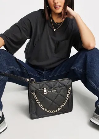 Черная стеганая сумка через плечо с цепочкой Steve Madden-Черный цвет