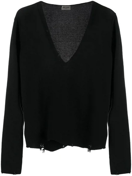 Saint Laurent джемпер с эффектом потертости