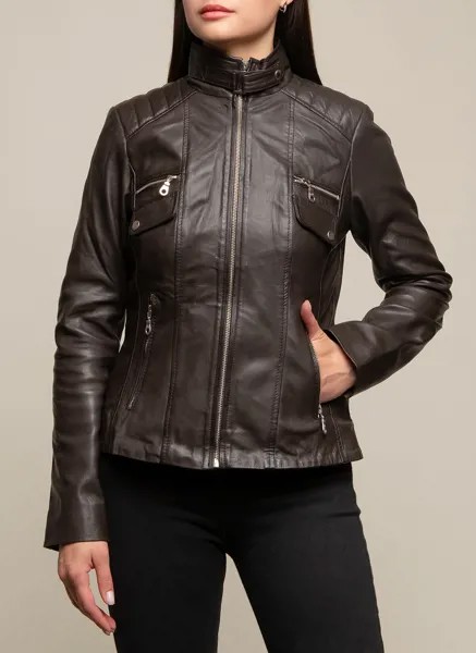 Кожаная куртка женская Gotthold 156099 коричневая 44