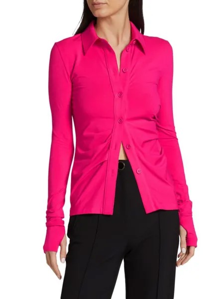 Рубашка из джерси со сборками Helmut Lang, цвет Magenta