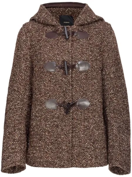 PINKO куртка с капюшоном и узором в елочку, коричневый