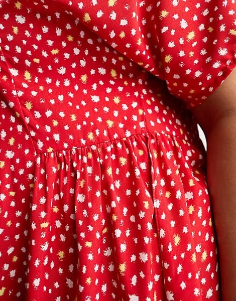 Красное свободное платье мини с пятнышками Wednesday's Girl Curve