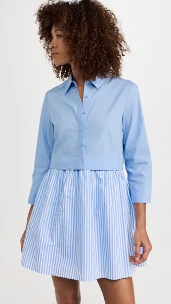 Платье мини English Factory Stripe Contrast Shirt, синий
