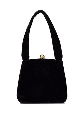 Chanel Pre-Owned бархатная стеганая сумка-тоут